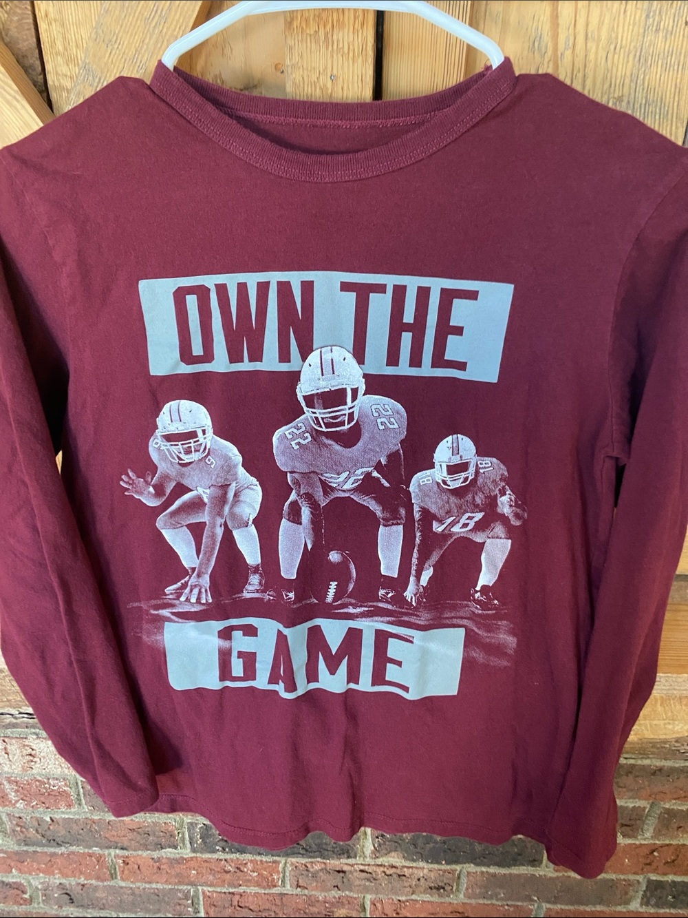 Children’s place Maroon 'Own The Game' Long-Sleeve Tee size 10-12.